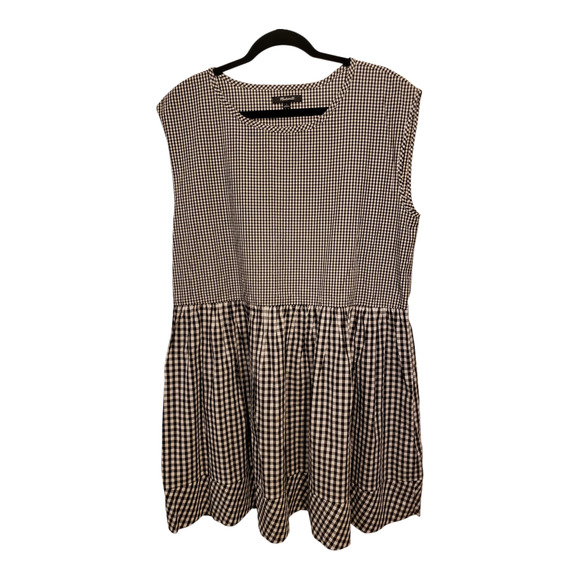 Madewell Gingham Shift Dress Black White Large Ruffle Sleeveless - Picture 3 of 9